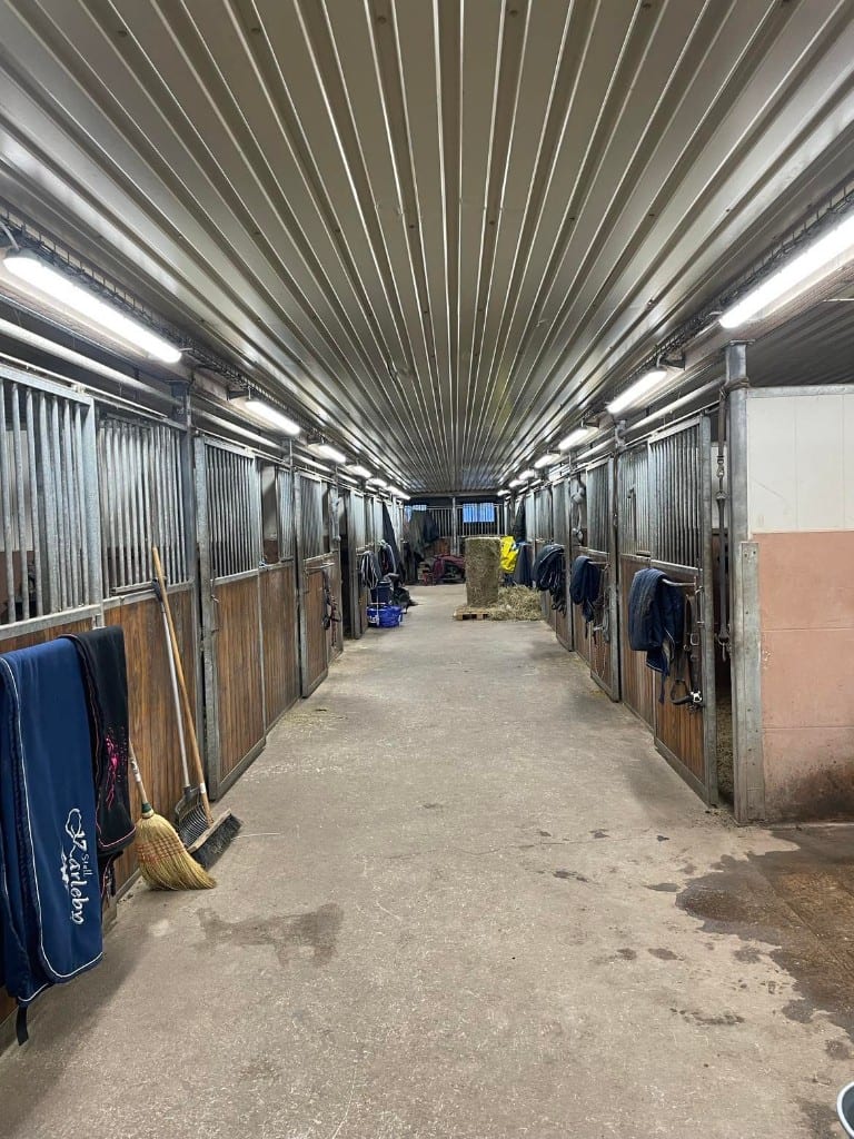 LED-belysning i stallgång